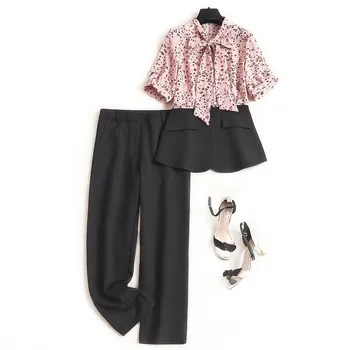 Summer Two Piece Outfits 2020 High Fashion Lady Bow Collar Print Patchwork Chiffon Blouse and Pants Suit Matching Set Office
Summer Two Piece Outfits 2020 High Fashion Lady Bow Collar Print Patchwork Chiffon Blouse and Pants Suit Matching Set Office