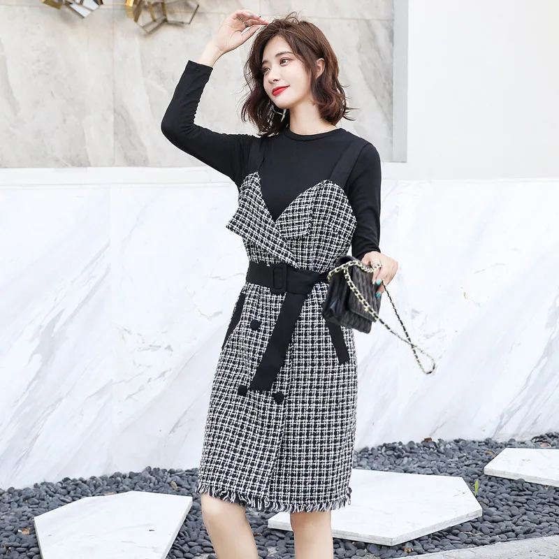 2020 Dress Suit-dress Coarse Tweed Camisole Split Joint Skirt Rendering Unlined Upper Garment Long Dress Two Paper Suit Women
2020 Dress Suit-dress Coarse Tweed Camisole Split Joint Skirt Rendering Unlined Upper Garment Long Dress Two Paper Suit Women