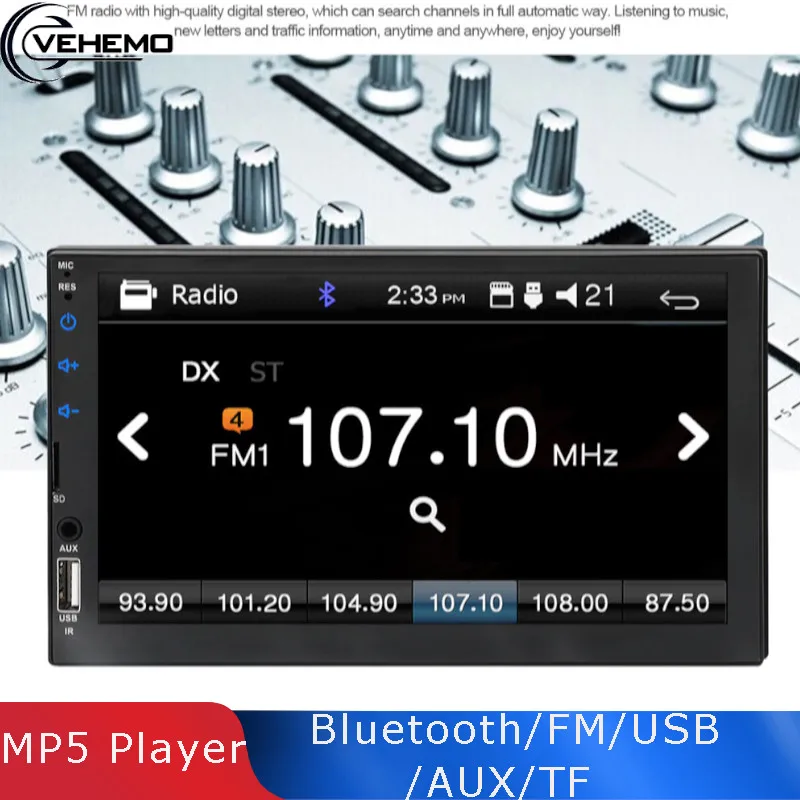 Vehemo Car MP5 MP4 Player Automotive 7inch Automotive 2DIN Bluetooth/FM/USB/AUX/TF for 1080P Stereos Carplay Remote Control
Vehemo Car MP5 MP4 Player Automotive 7inch Automotive 2DIN Bluetooth/FM/USB/AUX/TF for 1080P Stereos Carplay Remote Control