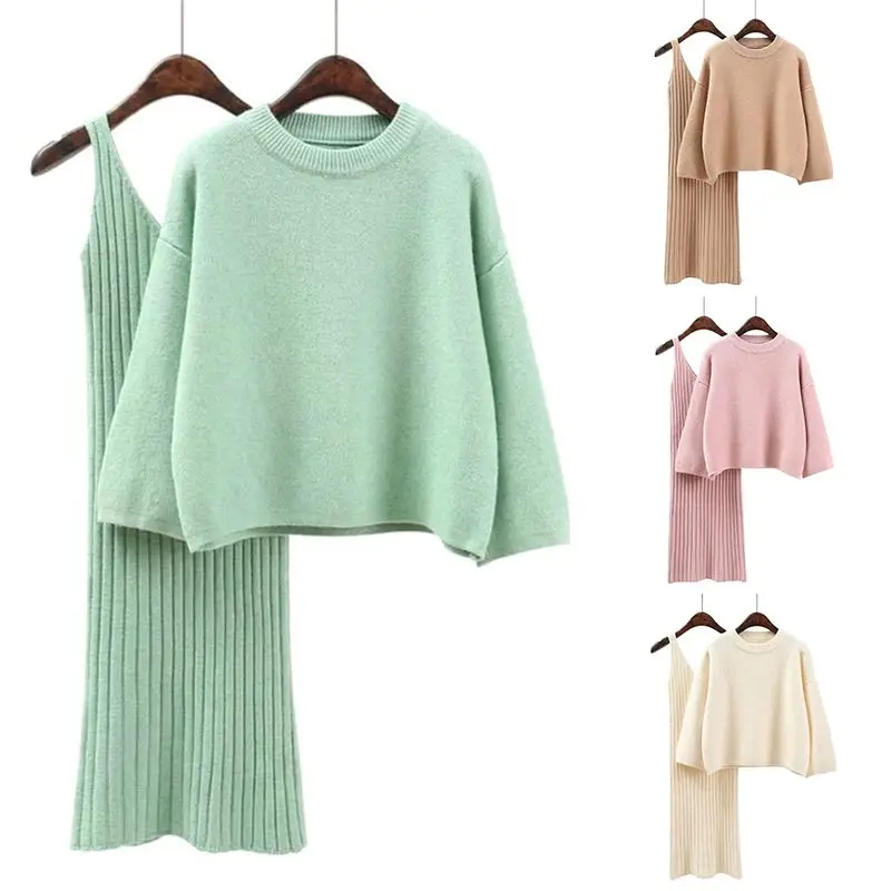 Women Long Knitted Dresses Two-Piece Bodycon Tank Dress Suit +Solid Color O Neck Sweaters Slim Autumn Winter 2PCS Set
Women Long Knitted Dresses Two-Piece Bodycon Tank Dress Suit +Solid Color O Neck Sweaters Slim Autumn Winter 2PCS Set