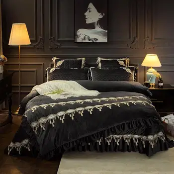 Deep Gray Blue Fleece Bedspread Bed cover Queen King size 4/6Pcs Bedding set Luxury Bed spread Bed set parrure de lit couvre lit
Deep Gray Blue Fleece Bedspread Bed cover Queen King size 4/6Pcs Bedding set Luxury Bed spread Bed set parrure de lit couvre lit
