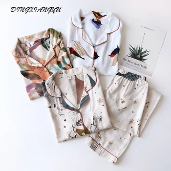 Spring and summer female summer two-piece home service thin long-sleeved viscose cotton pants female summer cotton pajamas suit 
Spring and summer female summer two-piece home service thin long-sleeved viscose cotton pants female summer cotton pajamas suit