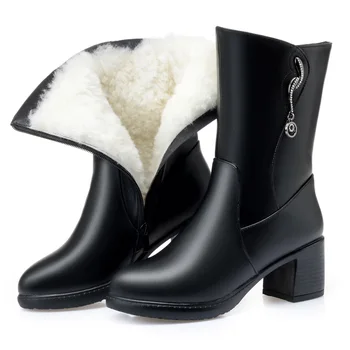 Winter Women Genuine Cow Leather Wool Boots High Heels Pointed Toe Mid Calf Zipper Crystal Martin Boots Woman Rhinestone Booties
Winter Women Genuine Cow Leather Wool Boots High Heels Pointed Toe Mid Calf Zipper Crystal Martin Boots Woman Rhinestone Booties
