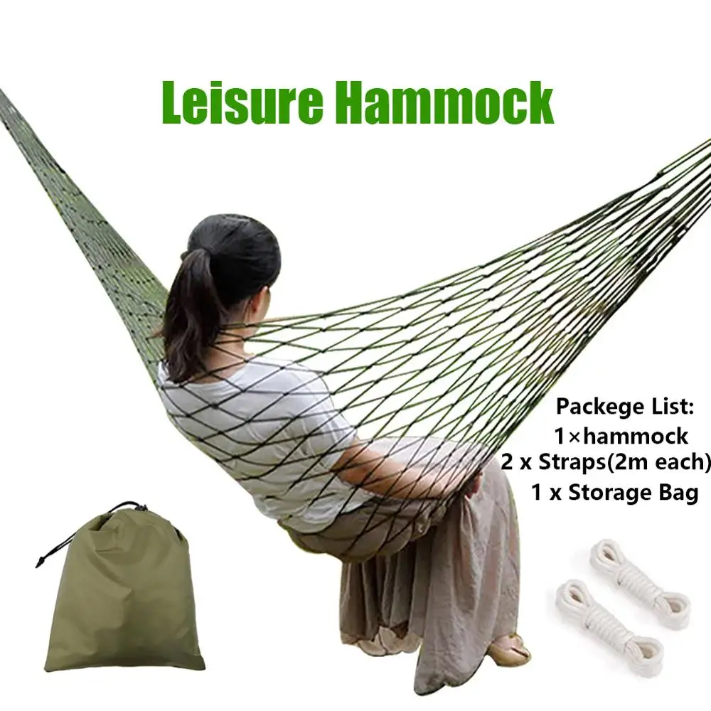Thicker Mesh Nylon Hammock Portable For Camping Beach Outdoor Leisure Hanging Bed Swing Chair Furniture blue green hamac
Thicker Mesh Nylon Hammock Portable For Camping Beach Outdoor Leisure Hanging Bed Swing Chair Furniture blue green hamac