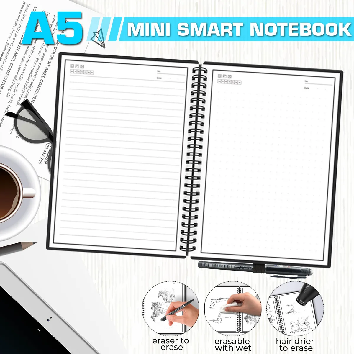 A5/50sheet Erasable Reusable Smart book Memo Pad message Notebook Cloud Erase Notepad Note Pad With Pen
A5/50sheet Erasable Reusable Smart book Memo Pad message Notebook Cloud Erase Notepad Note Pad With Pen