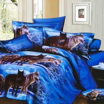 4PCS Bedding Set luxury 3D Wolf Bedding Set Bed Sheet Duvet Cover Pillowcase Cover set King Queen size Bedspread Bedlinen
4PCS Bedding Set luxury 3D Wolf Bedding Set Bed Sheet Duvet Cover Pillowcase Cover set King Queen size Bedspread Bedlinen