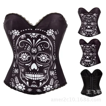 Temperament and interest clothing Skull printed royal corset Halloween corset sexy lingerie
Temperament and interest clothing Skull printed royal corset Halloween corset sexy lingerie