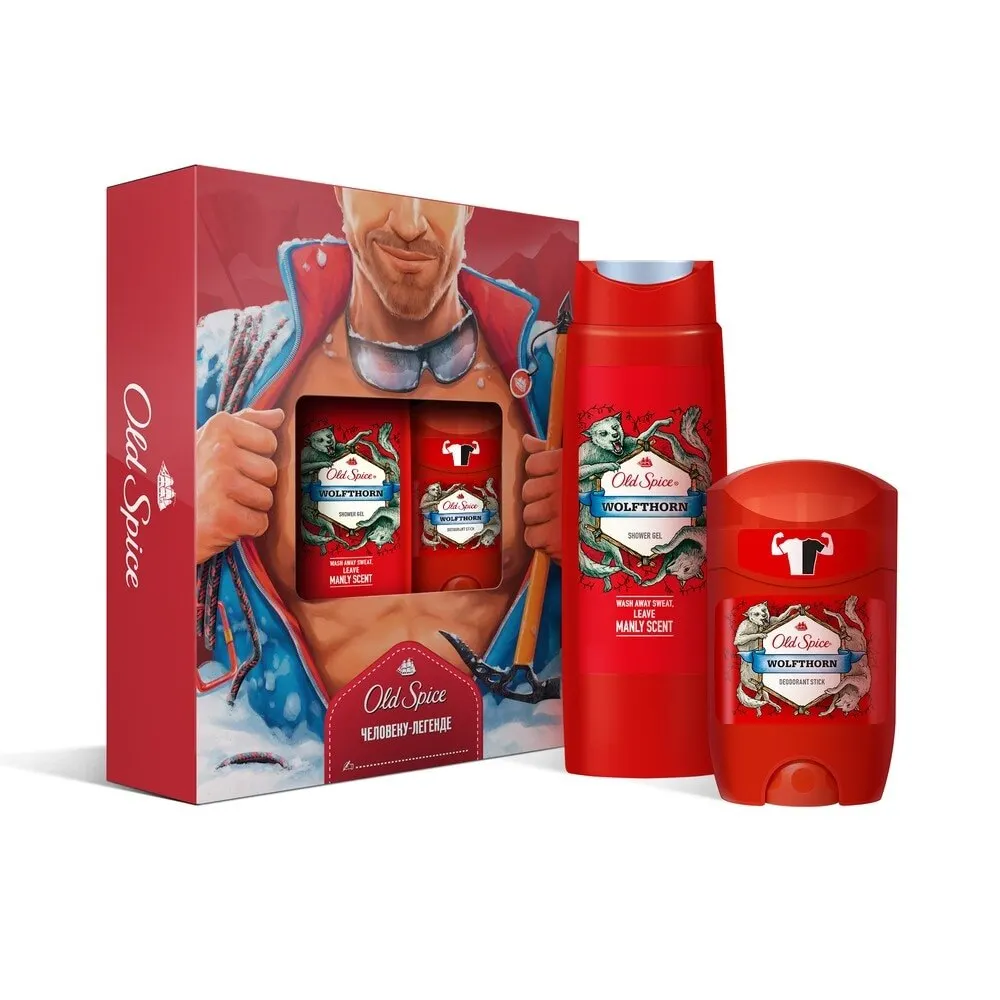 Подарочный набор Old Spice Wolfthorn (Твердый дезодорант 50 мл + Гель для душа 250мл) | Красота