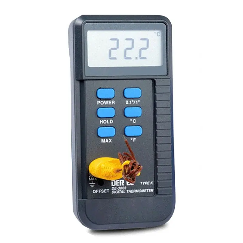 DE-3003 digital thermometer, K-type thermocouple thermometer, measuring range: -50 ° C ~ 1300 ° C (-58 ° F ~ 1999 ° F)
DE-3003 digital thermometer, K-type thermocouple thermometer, measuring range: -50 ° C ~ 1300 ° C (-58 ° F ~ 1999 ° F)