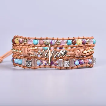 New Unique Mixed Natural Stones heart Charm Wrap Bracelets for women Handmade Boho Bracelet Leather Bracelet gift jewelry
New Unique Mixed Natural Stones heart Charm Wrap Bracelets for women Handmade Boho Bracelet Leather Bracelet gift jewelry