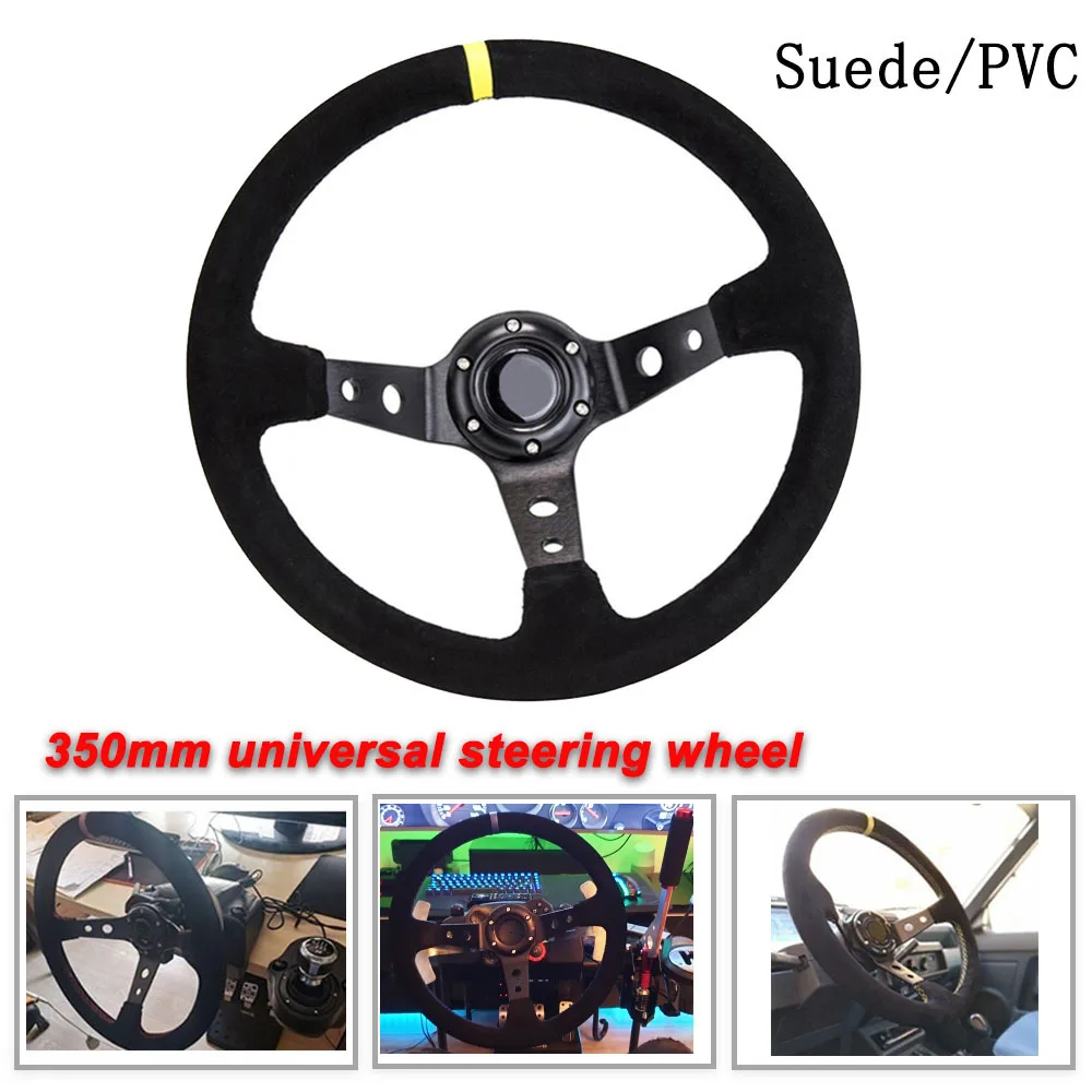 Universal 350MM Suede Steering Wheel Leather Steering Wheel Drift racing type High quality Suede/PVC Style
Universal 350MM Suede Steering Wheel Leather Steering Wheel Drift racing type High quality Suede/PVC Style