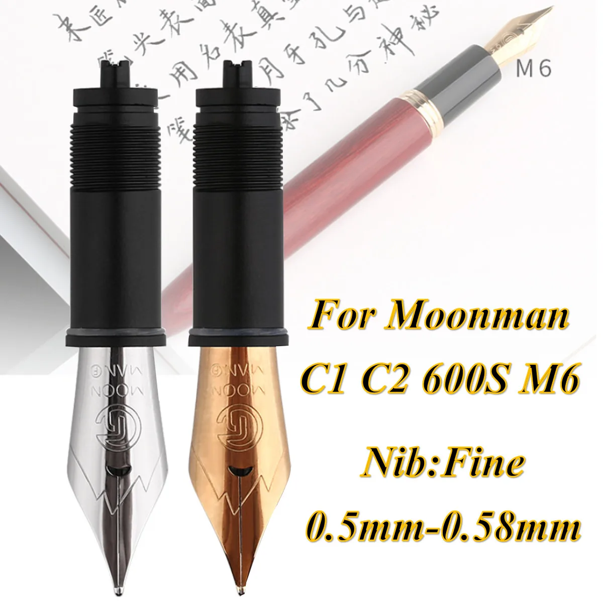 Fountain Pen Metal Nibs Extra Fine Nib 0.5mm 0.58mm Nibs Replaceable Combination For Moonman C1 C2 600S M6
Fountain Pen Metal Nibs Extra Fine Nib 0.5mm 0.58mm Nibs Replaceable Combination For Moonman C1 C2 600S M6