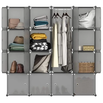 Modular Closet Bookcase Organizer Plastic Cabinet 16 Cube Wardrobe 35*35 Cubby Shelving Storage Drawer Unit with Door Gray/Brown
Modular Closet Bookcase Organizer Plastic Cabinet 16 Cube Wardrobe 35*35 Cubby Shelving Storage Drawer Unit with Door Gray/Brown