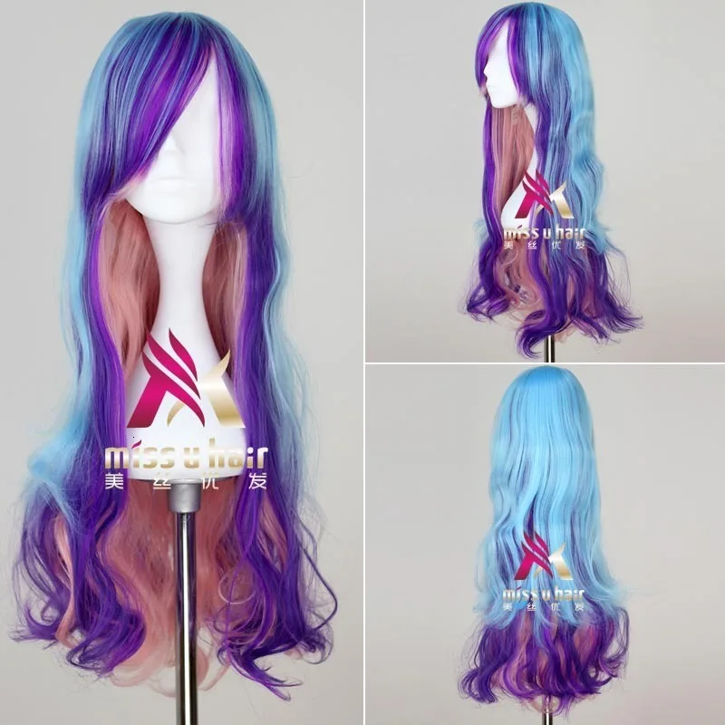 

Halloween festival lolita aurora mixed long wavy celebrity cosplay wig party complete with bang+ heat-resistant tampon wig