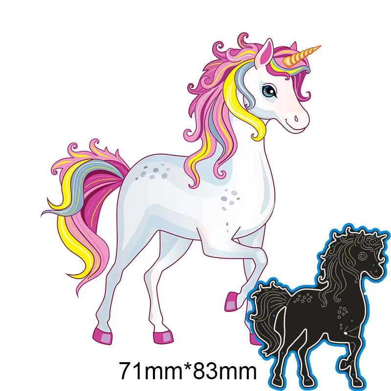 

Metal Dies Unicorn for 2020 New Stencils DIY Scrapbooking Paper Cards New Craft Making Craft Decoration 71*83mm
