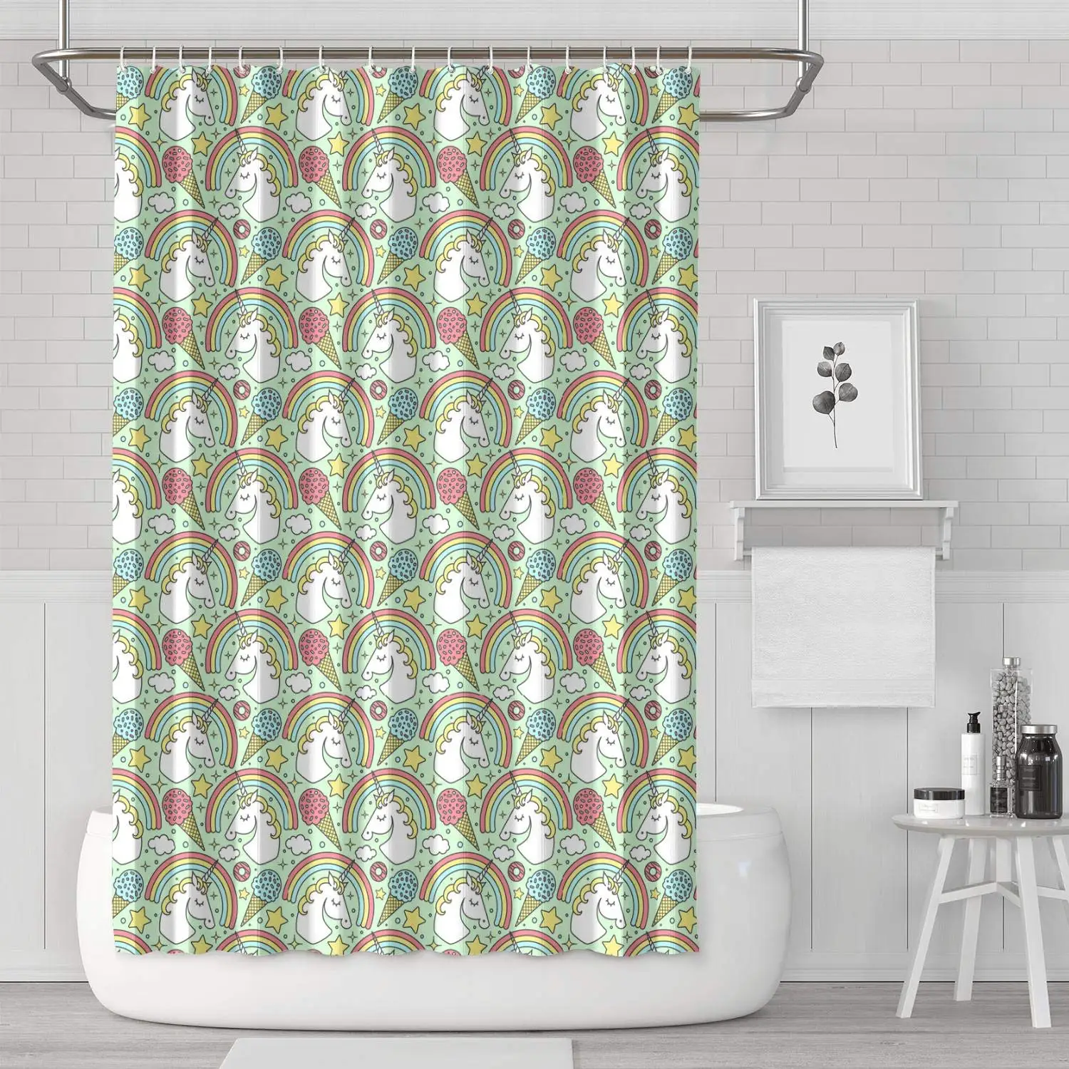Rainbow Unicorn in Galaxy Green Shower Curtain Bath Curtain Liners Polyester Cloth Casual Pattern Soft Protective Space Bathroom
Rainbow Unicorn in Galaxy Green Shower Curtain Bath Curtain Liners Polyester Cloth Casual Pattern Soft Protective Space Bathroom