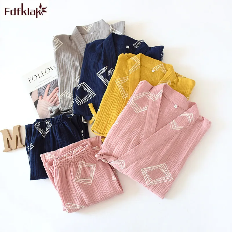 Fdfklak Casual new home clothes for women spring autumn cotton sleepwear pijama print two pieces pajamas set couple's pyjamas
Fdfklak Casual new home clothes for women spring autumn cotton sleepwear pijama print two pieces pajamas set couple's pyjamas