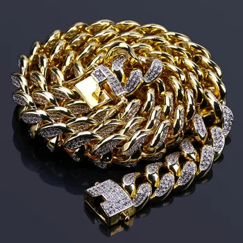 13mm Miami Cuban Link Chain Necklace Iced Out Gold Silver Color Three-dimensional Zircon Mens Necklaces Hip Hop Jewelry Choker
13mm Miami Cuban Link Chain Necklace Iced Out Gold Silver Color Three-dimensional Zircon Mens Necklaces Hip Hop Jewelry Choker