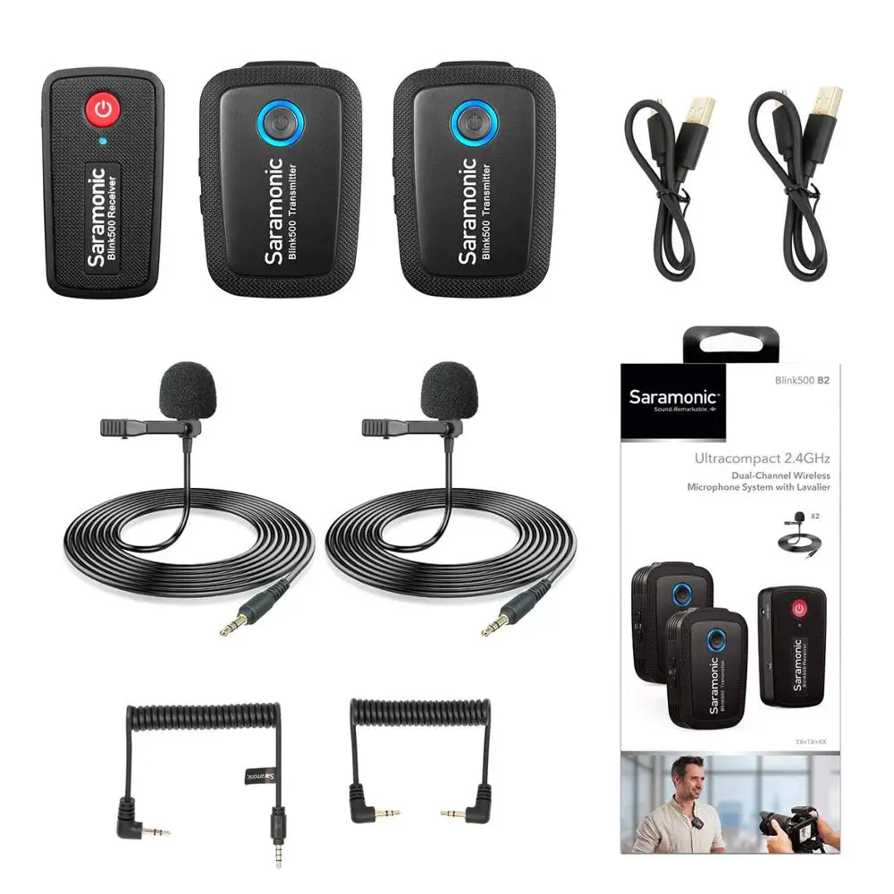 Saramonic Blink 500 Studio Condenser Microphone 2.4GHz Dual-Channel Wireless Lavalier Microphone for DSLR, Mirrorless, iPhone
Saramonic Blink 500 Studio Condenser Microphone 2.4GHz Dual-Channel Wireless Lavalier Microphone for DSLR, Mirrorless, iPhone