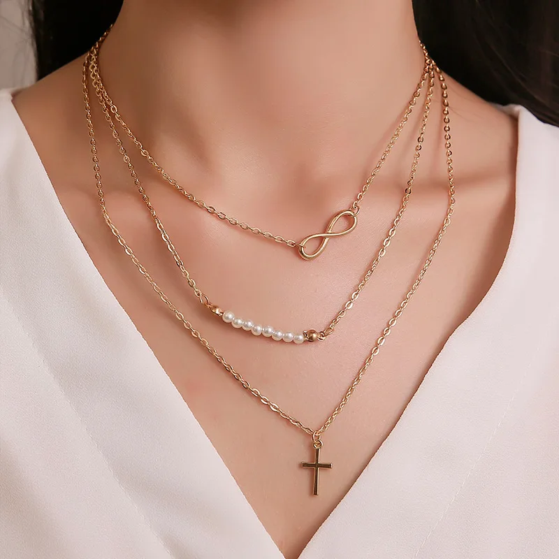 Europe And America Accessories Fashion Three Layer Necklace Trend 8-Word Pearl Multistory Necklace Cross Pendant Choker
Europe And America Accessories Fashion Three Layer Necklace Trend 8-Word Pearl Multistory Necklace Cross Pendant Choker