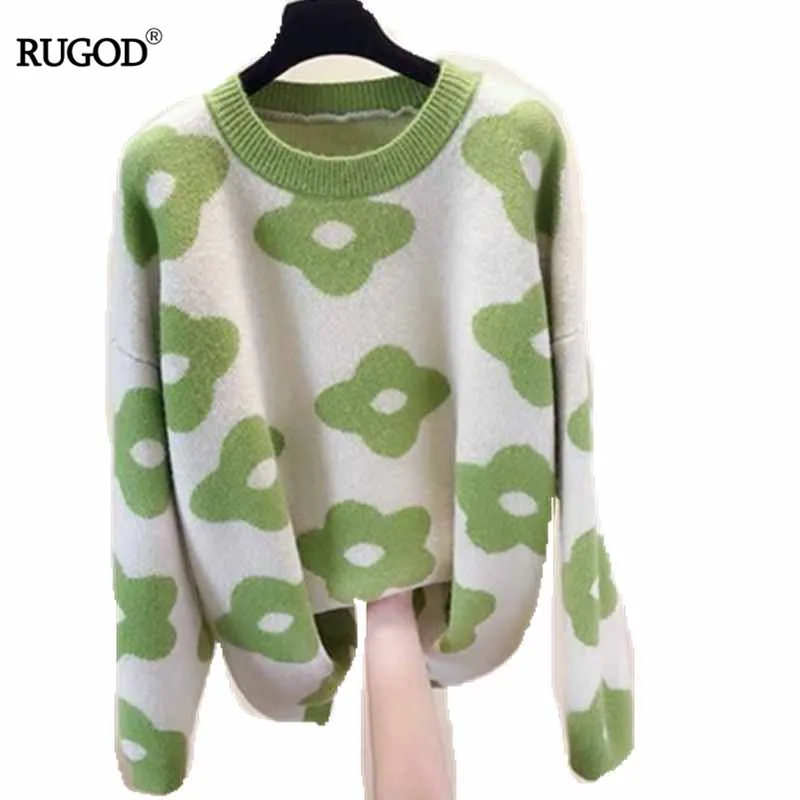 RUGOD O-neck Sweater Women Korean Style Floral Pattern Knitted Pullover Sweater Contrast Color Sweet Gril Fairy Truien Dames
RUGOD O-neck Sweater Women Korean Style Floral Pattern Knitted Pullover Sweater Contrast Color Sweet Gril Fairy Truien Dames