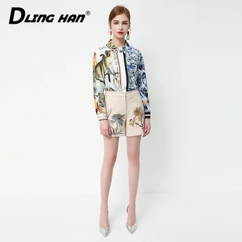 LINGHAN Vintage Print Peter pan Collar Long sleeve shirt + Embroidery High waist Shorts Two-piece suits Designer Women's New
LINGHAN Vintage Print Peter pan Collar Long sleeve shirt + Embroidery High waist Shorts Two-piece suits Designer Women's New