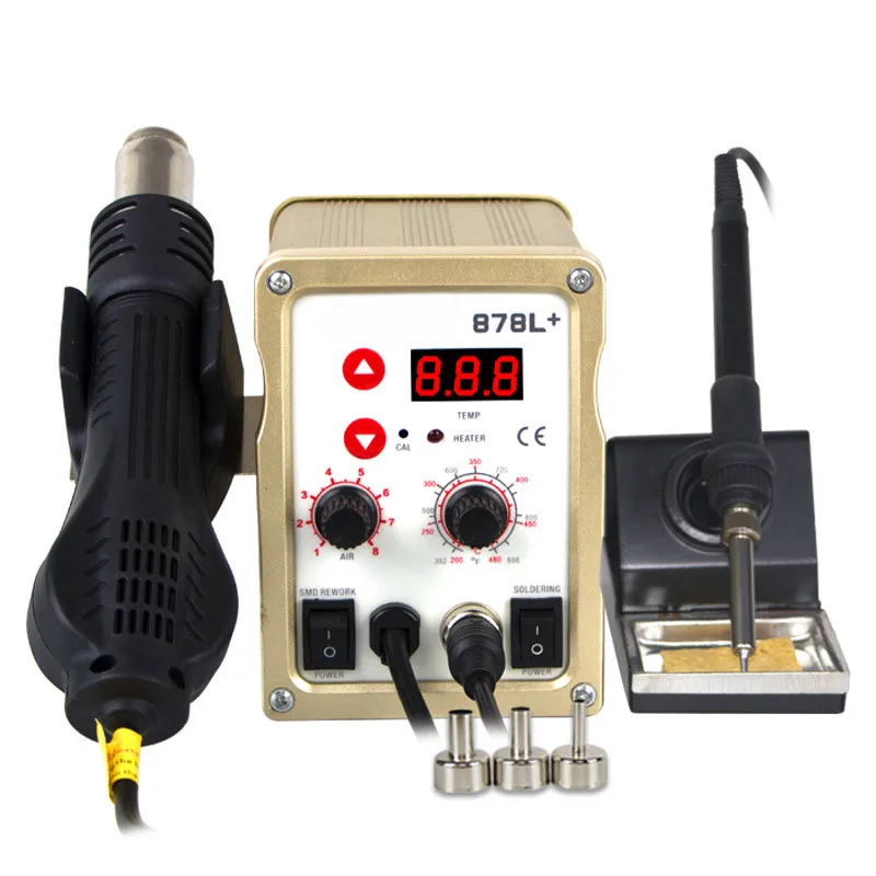 High Power New Design 878L+ LED Digital 2 in 1 PCB Hot Air Gun Rework Solder Station 5pin EU Plug ac 220v with 3 Year Warranty
High Power New Design 878L+ LED Digital 2 in 1 PCB Hot Air Gun Rework Solder Station 5pin EU Plug ac 220v with 3 Year Warranty