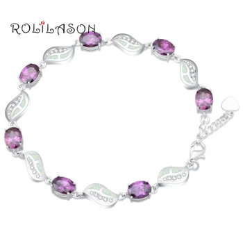 ROLILASON Purple zircon Purple Created Fire Opal 925 Silver Stamped Charm Bracelets Women snap jewelry pulseras OBs088
ROLILASON Purple zircon Purple Created Fire Opal 925 Silver Stamped Charm Bracelets Women snap jewelry pulseras OBs088