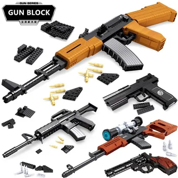 Gun Series ARMY Weapon Guns Model Sniper Rifle Pistol Desert Eagle War Bricks Military Building Blocks Sets AK47 98K Kids Toys 
Gun Series ARMY Weapon Guns Model Sniper Rifle Pistol Desert Eagle War Bricks Military Building Blocks Sets AK47 98K Kids Toys