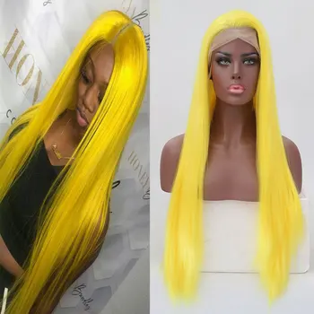 BM Silky Yellow Straight Synthetic 13*4 Lace Front Wig Glueless Heat Resistant Fiber Hair Natural Hairline For Women Party Wigs 
BM Silky Yellow Straight Synthetic 13*4 Lace Front Wig Glueless Heat Resistant Fiber Hair Natural Hairline For Women Party Wigs