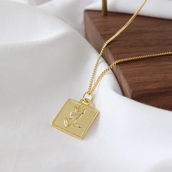 Square Rose Flower Necklace Authentic 925 Sterling Silver Geometric Cube Pendant Necklace 925 Silver Jewelry Choker Necklace 
Square Rose Flower Necklace Authentic 925 Sterling Silver Geometric Cube Pendant Necklace 925 Silver Jewelry Choker Necklace