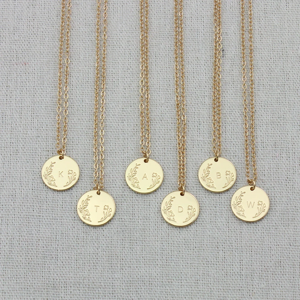 Dainty Wild Flower Disc Initial Floral Letter Alphabet Necklace A-Z Gift for Daughters Mothers Bridesmaid Women 15mm
Dainty Wild Flower Disc Initial Floral Letter Alphabet Necklace A-Z Gift for Daughters Mothers Bridesmaid Women 15mm