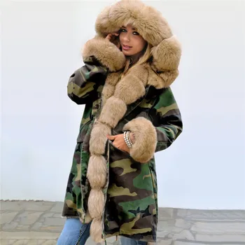 2019 Fashion Winter Women's Long Coat Camouflage Hoodies Mink Hair Fur Collar Cotton Warm Jacket Green Women Coat Streetwear 
2019 Fashion Winter Women's Long Coat Camouflage Hoodies Mink Hair Fur Collar Cotton Warm Jacket Green Women Coat Streetwear