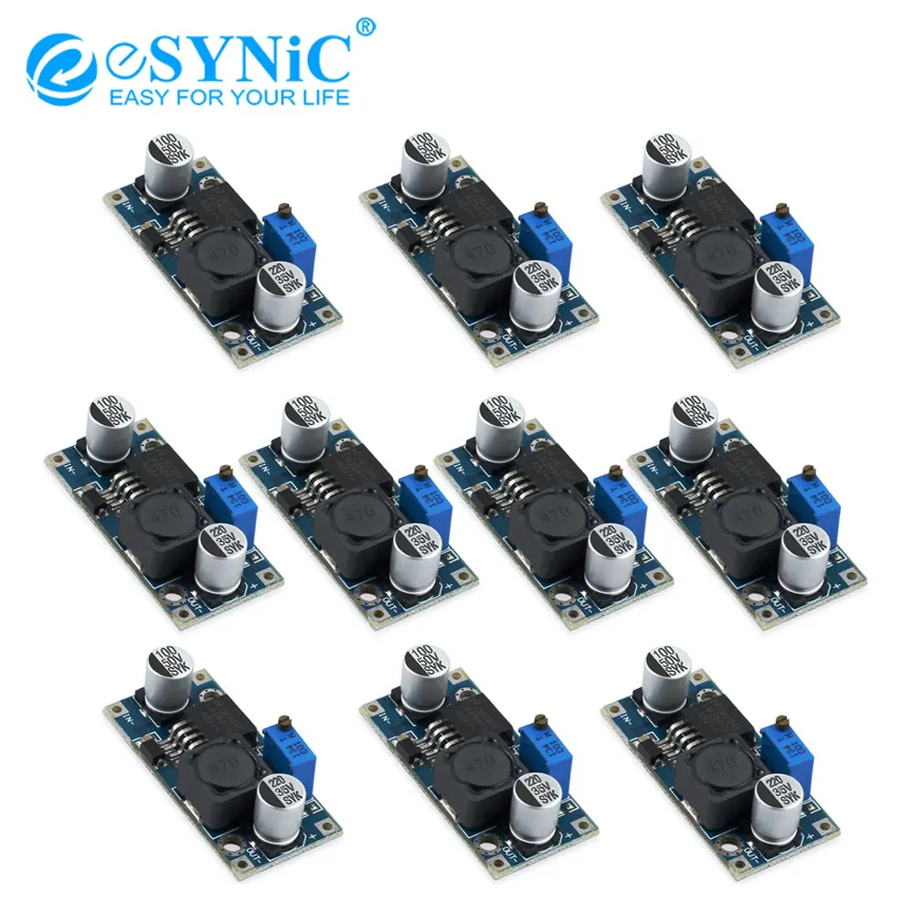 eSYNiC 10 PCS 3V-40V LM2596 DC-DC Switching Adjustable Step Down Converter Module Voltage Regulator | Электроника