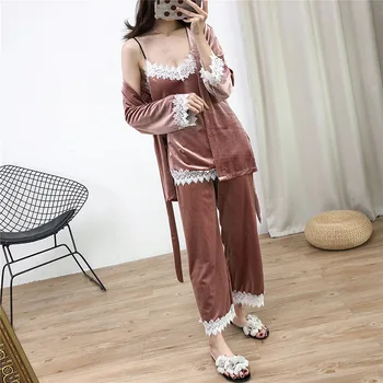 Women Homewear Bathrobe Sleep Set Burgundy Home Clothing Velour SEXY Pajamas Suit Novelty Autumn Nightwear 3PCS Sleepwear
Women Homewear Bathrobe Sleep Set Burgundy Home Clothing Velour SEXY Pajamas Suit Novelty Autumn Nightwear 3PCS Sleepwear