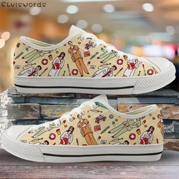 ELVISWORDS Cartoon Doctor Nurse Vulcanized Shoes Stethoscope Pill Print Canvas Low Top Flats for Women Air Mesh Light Footwear
ELVISWORDS Cartoon Doctor Nurse Vulcanized Shoes Stethoscope Pill Print Canvas Low Top Flats for Women Air Mesh Light Footwear