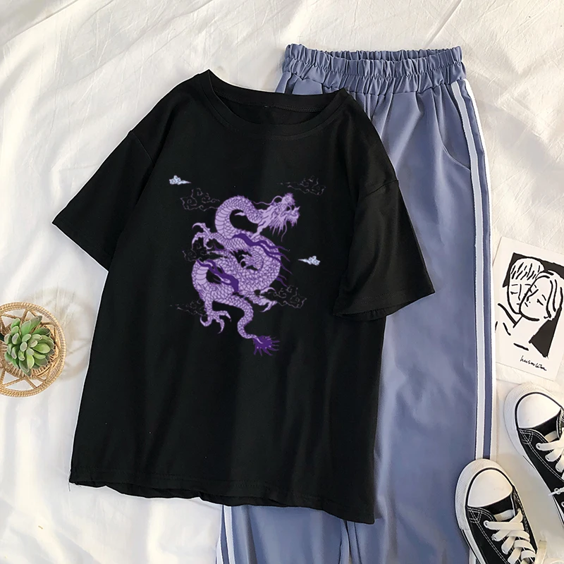 Женские хлопковые футболки harajuku Dragon kpop ropa mujer y2k Топы эстетические винтажные