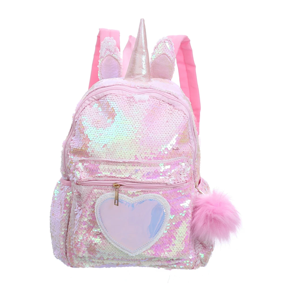 

1pc Backpack Dazzling Unicorn Hairball Sequin Bookbag Cute Satchel School Bag Backpack Daypack for Kids Children Travel