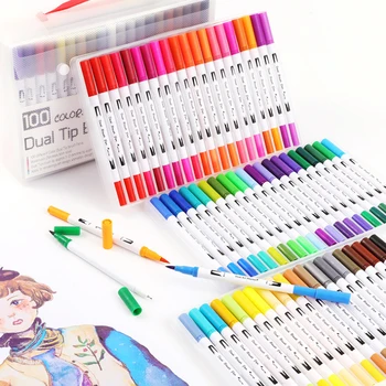 60/72/100 Colors Drawing Maker Pens Watercolor Marker Fineliner Color Pen Set Coloring Brush Pen Dual Tip Art Supplies Felt Tip
60/72/100 Colors Drawing Maker Pens Watercolor Marker Fineliner Color Pen Set Coloring Brush Pen Dual Tip Art Supplies Felt Tip