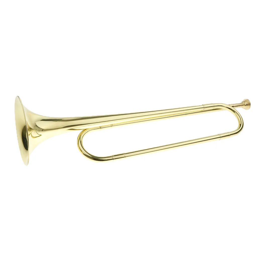 Retro Military Cavalry Trumpet Bugle Horn Golden Color Brass Instrument Retro Military Cavalry Trumpet Bugle Horn Golden Color Brass Instrument