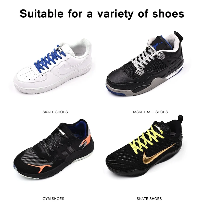 No Tie Shoe laces Magnetic Elastic Shoelaces Reflective Running At Night Child Adult Flat Shoe lace Safety Quick Lock Lazy laces