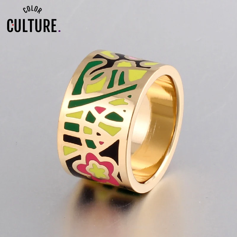 Promotions Hurry Flower Enamel Ring Gold-color Enamel Geometric Patterns Ring 1.3CM Big Rings for Women Ethnic jewelry
Promotions Hurry Flower Enamel Ring Gold-color Enamel Geometric Patterns Ring 1.3CM Big Rings for Women Ethnic jewelry