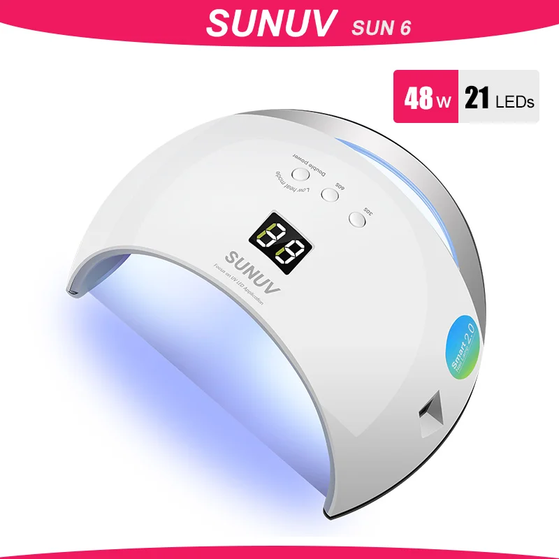 SUNUV SUN6 умная лампа для ногтей Светодиодный УФ Сушилка с металлическим дном ЖК таймер разноцветные