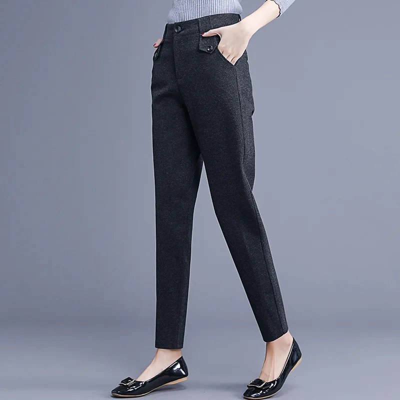 Nonis Women New Warm Buttons Harem Staight Formal Pants Work Loose Harem Trousers Plus Size Soft Comfortable 2019 Autumn Winter 
Nonis Women New Warm Buttons Harem Staight Formal Pants Work Loose Harem Trousers Plus Size Soft Comfortable 2019 Autumn Winter
