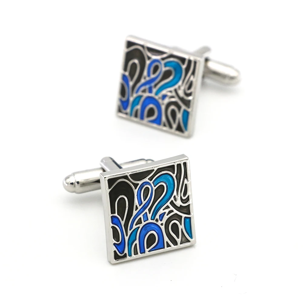

Free Shipping Men's Designer Cufflinks Royal Engraving Design Blue Color Quality Copper Cuff Links Wholesale&retail