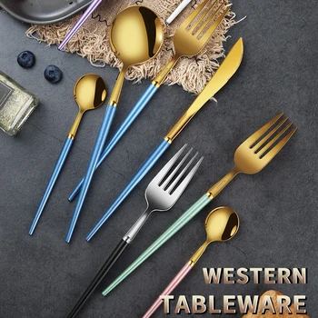 Purple Blue Cutlery Set Stainless Steel Reusable Gold Knife Fork Spoon Western Tableware Set Wedding Dinner Flatware Set MM60CJ
Purple Blue Cutlery Set Stainless Steel Reusable Gold Knife Fork Spoon Western Tableware Set Wedding Dinner Flatware Set MM60CJ