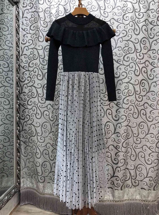 2019 Early Autumn New Women's Lotus Leaf Edge Stitching Knitted Bottom Point Printed Long Sleeve Dress 902
2019 Early Autumn New Women's Lotus Leaf Edge Stitching Knitted Bottom Point Printed Long Sleeve Dress 902