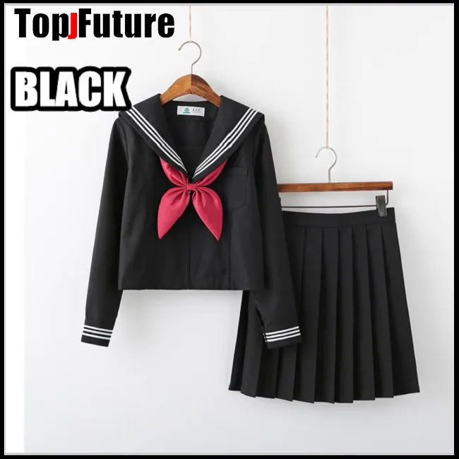 

JK uniform BLACK navy Japanese sailor's bad girl suit student's class uniform school uniform academic style sailo suit top shirt