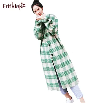 Fdfklak Thick warm wool coat women cashmere jacket long autumn winter coat female outerwear plaid fashion cashmere jackets manteau femme
Fdfklak Thick warm wool coat women cashmere jacket long autumn winter coat female outerwear plaid fashion cashmere jackets manteau femme