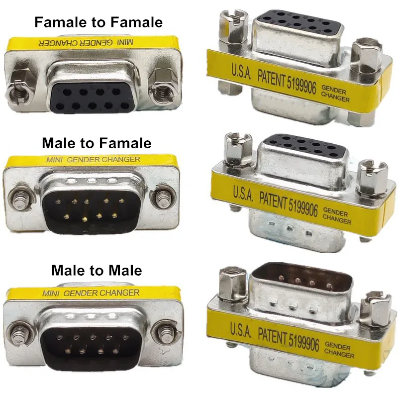 DB9 9Pin/ Female To Female/ Female to Male/ Male to Male/ Mini Gender Changer Adapter RS232 Serial Connector
DB9 9Pin/ Female To Female/ Female to Male/ Male to Male/ Mini Gender Changer Adapter RS232 Serial Connector